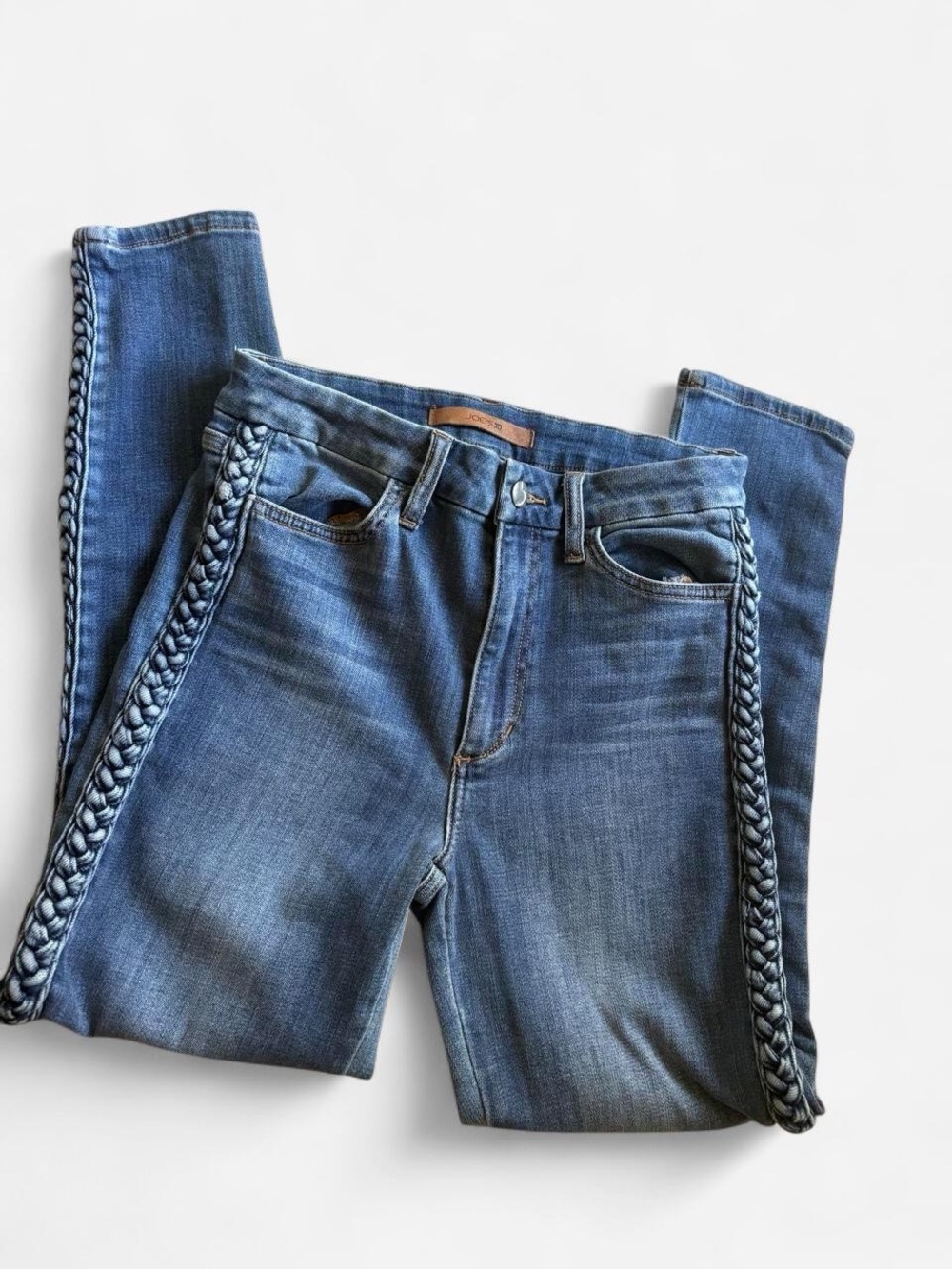 Joe's Jeans Medium Blue Ankle Jeans with Braided Side Trim